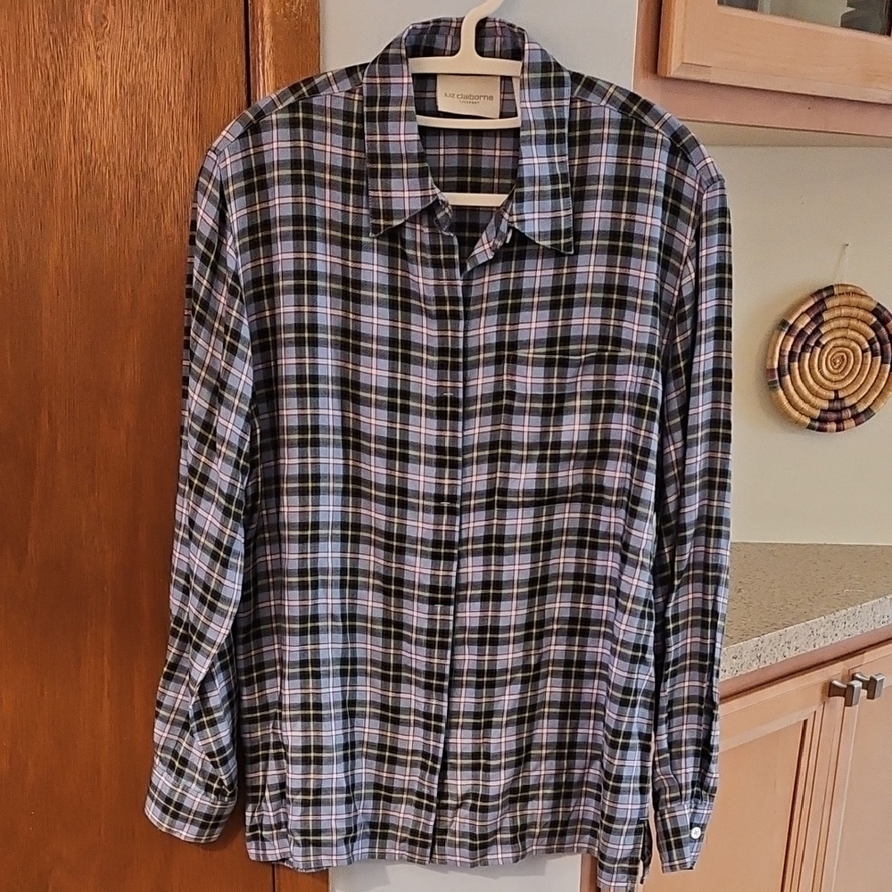 Liz Claiborne Blue Plaid Shirt
